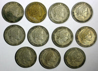 PERU Copper-Nickel LOT OF 11 COINS 1934-1941  5 Centavos  KM# 213.2