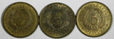 Finland Brass LOT OF  3 COINS 1946,1948 S 5 Markkaa HIGH GRADE KM# 31a (19 763)