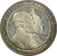 SWEDEN Oscar II Silver 1907 EB 2 Kronor Golden Wedding Anniversary KM# 776 (128)