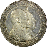 SWEDEN Oscar II Silver 1907 EB 2 Kronor Golden Wedding Anniversary KM# 776 (128)