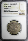 Mexico FIRST REPUB.Silver 1868 ZS YH 2 Reales NGC AU DETAILS Zacatecas KM#374.12