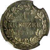 German States BAVARIA Silver 1850 1 Kreuzer NGC MS64 Toning KM# 799 (11)