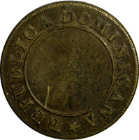 Dominican Republic Brass 1848 1/4 Real SCARCE KM# 2