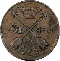 SWEDEN Adolf Frederick Copper 1761 S.M. 1 Ore KM# 460  (21 161)