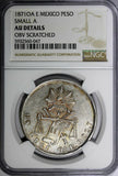 Mexico SECOND REPUB.Silver 1871 OA E Peso Oaxaca NGC AU DETAILS KM# 408.6 (047)