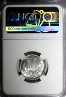 SWEDEN Gustaf V Silver 1927 W 50 Ore NGC UNC DETAILS SCARCE DATE KM# 788 (101)