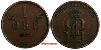 SWEDEN Oscar II Bronze 1877 1 Ore Large Letters KM# 745 (14 707)