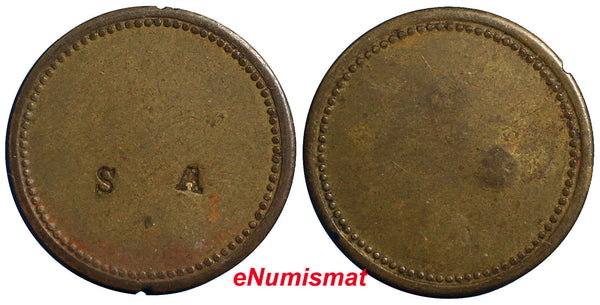 Costa Rica Token  Bronze Countermark " S  A " 20mm  Ex.Jerry F.Schimmel (6234)