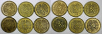 FINLAND LOT OF 12 COINS Aluminum-Bronze 1928-1936 10 Markkaa KM# A32