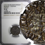 BELGIUM John III Silver (1312-55) Sterling Brabant Louvain NGC XF40 TOP GRADED