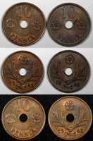 FINLAND Copper 1942 10 Pennia UNC Condition WWII KM# 33.1 RANDOM PICK ( 1 Coin)