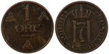Norway Haakon VII Bronze 1908 1 Øre 1st Year Type SCARCE KM# 367 (20 832)