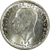 Sweden Gustaf V Silver 1945 TS 1 Krona "TS" without hooks  25mm KM# 814 (22 112)