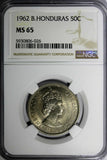 BRITISH HONDURAS Elizabeth II 1962 50 Cents NGC MS65 Mintage-50,000 KM# 28 (26)