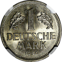 Germany-Federal Republic 1950 F 1 Mark NGC MS63+"PLUS" Stuttgart Mint KM#110 (3)
