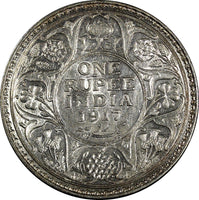 India-British George V Silver 1917 (C) 1 Rupee Calcutta  aUNC KM# 524 (21 696)