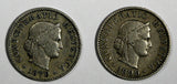 Switzerland LOT OF 2 COINS 1879,1899  5 Rappen BETTER SCARCE DATES KM# 26