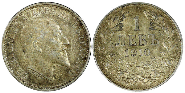 Bulgaria Ferdinand I Silver 1910 1 Lev Toned KM# 28 (22 289)