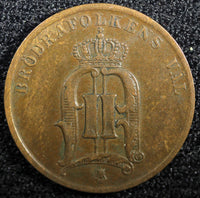 Sweden Oscar II Copper 1884 2 Ore  KM# 746   (23 124)