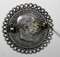 Austria Franz Joseph I Silver 1915 1 Corona Pin Brooch KM# 2820 (11 285)