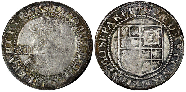 England James I (1603-1625)  Silver 1624 1 Shilling 31mm 5,64g. S-2668 KM# 59(6)