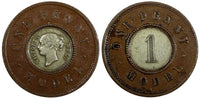 GREAT BRITAIN Victoria 1844 1 Penny Model Token Copper-Silver 22 mm (20 647)
