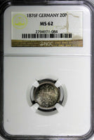 Germany - Empire Wilhelm I Silver 1876 F 20 Pfennig NGC MS62 KM# 5 (084)
