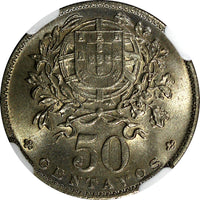 Portugal 1968 50 Centavos Last Year for Type NGC MS65 KM# 577 (021)