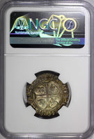 FRANCE Charles VI 1380-1422 Silver Blanc Guenar NGC AU55 Cremiu Duplessy-377a