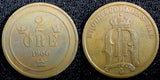 SWEDEN Oscar II Bronze 1900  2 Ore Large Letters SCARCE DATE KM# 746  (23 113)