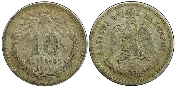 Mexico ESTADOS UNIDOS MEXICANOS Silver 1911 M 10 Centavos KM# 428 (397)