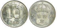 SWEDEN Gustaf V Silver 1942 G 10 Öre Last Year KM# 780 (22 132)