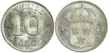SWEDEN Gustaf V Silver 1942 G 10 Öre Last Year KM# 780 (22 132)