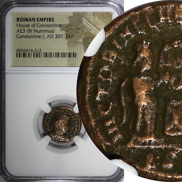Roman Empire Constantine I AD 307-337 AE3 BI Nummus / ANGELS OF VICTORY NGC (12)