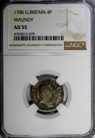 Great Britain George III Silver 1786 4 Pence NGC AU55 Toned KM# 596.1 (079)