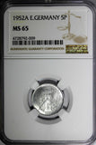 German-Democratic Republic (DDR) Aluminum 1952 A 5 Pfennig NGC MS65 KM# 6 (009)