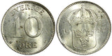 SWEDEN Gustaf V Silver 1917 W 10 Öre  WWI ISSUE UNC KM# 780 (21 912)