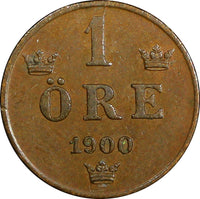 Sweden Oscar II Bronze 1900 1 Ore UNC KM# 750 (21 890)