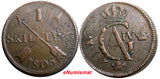 SWEDEN 1805 1 SKILLING OVERSTRUCK ON 18th Cent 2 ORE S.M.  KM#566 (2369A)