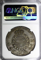 SWEDEN Gustaf III Silver 1776 OL Riksdaler Large Cross NGC AU55 Dav-1735,KM# 514