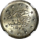 Turkey Mehmed V Silver AH1327//3 (1911) 2 Kurush NGC MS64 Toned KM# 749 (001)