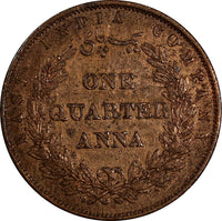 India-British Victoria Copper 1858 1/4 Anna KM# 463.1 (19 376)