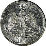 Mexico Silver 1876 Mo B 25 Centavos Mexico City Mint UNC KM#406.7