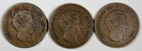 DENMARK Copper LOT OF 3 COINS 1842 FK VS 1 Rigsbankskilling KM# 726.1