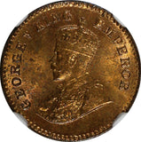 India-British George V Bronze 1920 (C) 1/12 Anna NGC MS65 RB KM#509 (010)