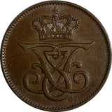 Denmark Frederik VIII Bronze 1907 VBP GJ 2 Ore Ch UNC  KM# 805 (23 856)