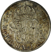 Spain Ferdinand VII Silver 1811 V GS 2 Reales Valencia XF RARE KM# 474.4 (052)