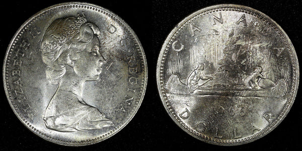 CANADA Elizabeth II Silver 1966 $1.00 Dollar  UNC KM# 64.1 (22 779)
