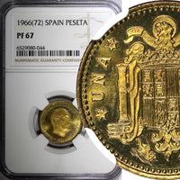 Spain Francisco Franco PROOF 1966 (72) 1 Peseta NGC PF67 TOP GRADED KM# 796 (44)