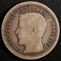 GUATEMALA Silver 1864 R 2 Reales Rafael Carrera Mintage-176,058 KM# 139 (23 309)